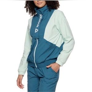 Reebok Track Suit Teal Mint Colorblock Zip Jacket Size M